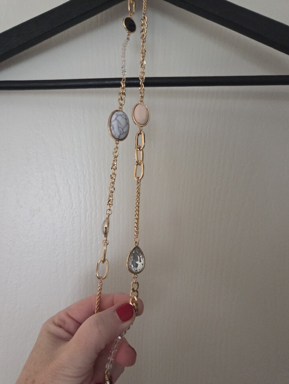 Lane Bryant Gold-Tone Multi-Stone Pendant Necklace - Pink, White, Clear Accents